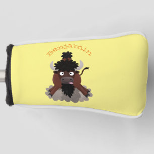 Funny buffalo bison cartoon illustration golf head cover