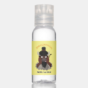 Funny buffalo bison cartoon illustration hand sanitizer