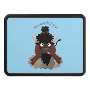 Funny buffalo bison cartoon illustration hitch cover