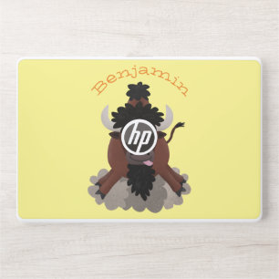 Funny buffalo bison cartoon illustration HP laptop skin