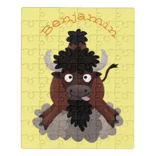 Funny buffalo bison cartoon illustration jigsaw puzzle
