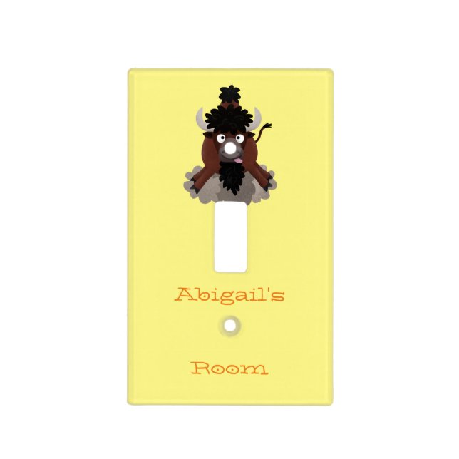 Funny buffalo bison cartoon illustration  light switch cover (Front)