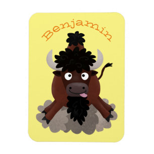 Funny buffalo bison cartoon illustration magnet
