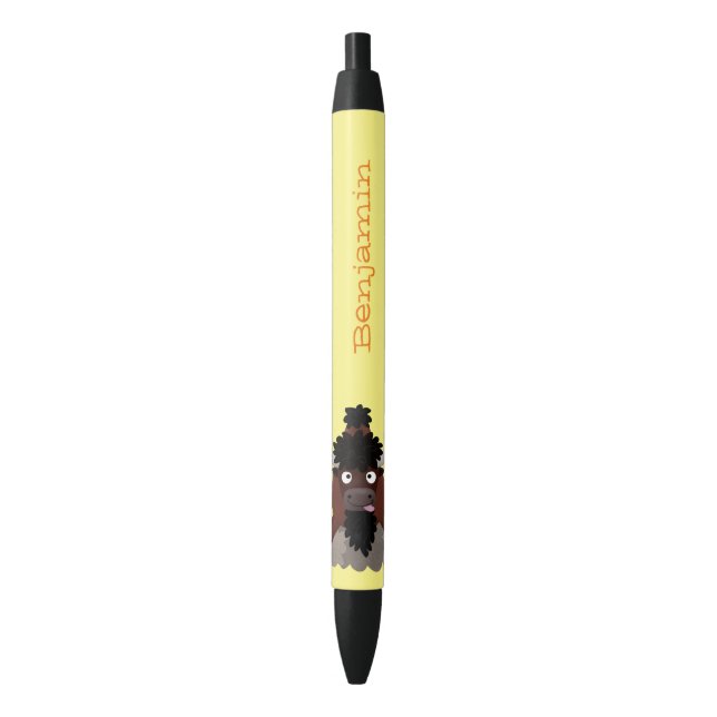Funny buffalo bison cartoon illustration pen (Front Vertical)