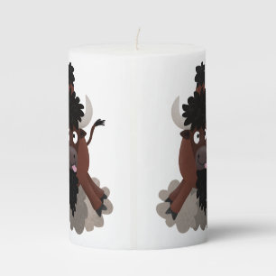 Funny buffalo bison cartoon illustration pillar candle