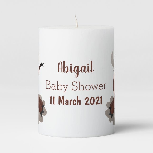 Funny buffalo bison cartoon illustration pillar candle (Front)