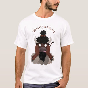 Funny buffalo bison cartoon illustration T-Shirt