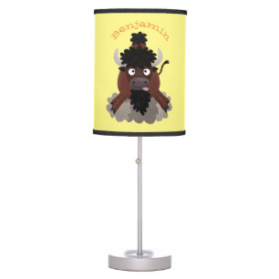 Funny buffalo bison cartoon illustration table lamp