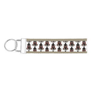 Funny buffalo bison cartoon illustration wrist keychain
