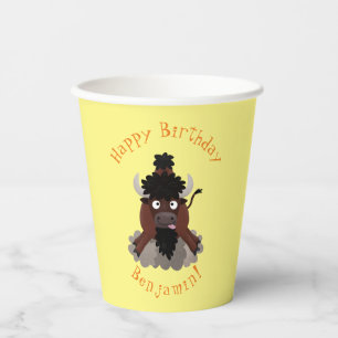 Funny buffalo personalised cartoon birthday paper cups