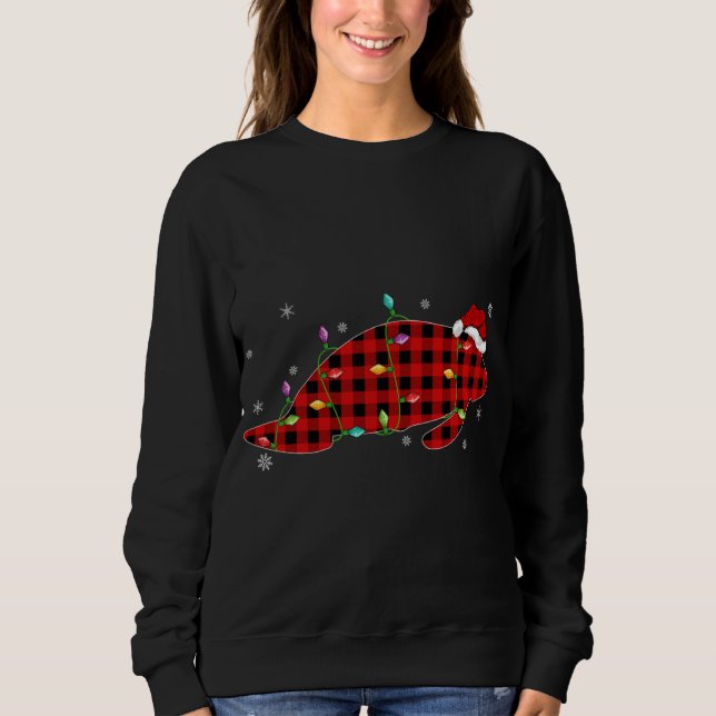 Funny Buffalo Plaid Family Matching Manatee Christ Sweatshirt (Front)