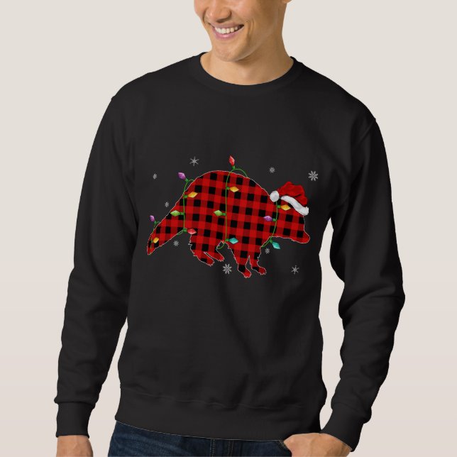 Funny Buffalo Plaid Family Matching Raccoon Christ Sweatshirt (Front)