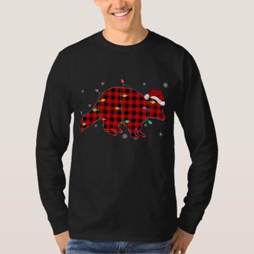 Funny Buffalo Plaid Family Matching Raccoon Christ T_Shirt
