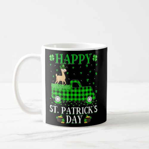 Funny Buffalo Plaid Green Truck Alpaca St Patrick Coffee Mug