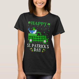 Funny Buffalo Plaid Green Truck Blue Whale St. Pat T-Shirt