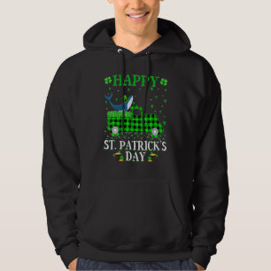 Funny Buffalo Plaid Green Truck Blue Whale St Patr Hoodie