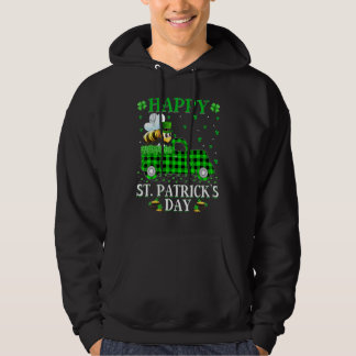 Funny Buffalo Plaid Green Truck Bumble Bee St Patr Hoodie