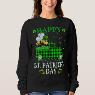 Funny Buffalo Plaid Green Truck Bumble Bee St Patr Sweatshirt