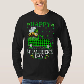 Funny Buffalo Plaid Green Truck Bumble Bee St Patr T-Shirt