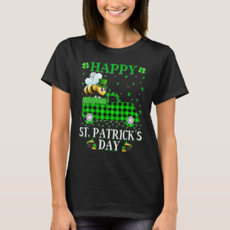 Funny Buffalo Plaid Green Truck Bumble Bee St Patr T-Shirt