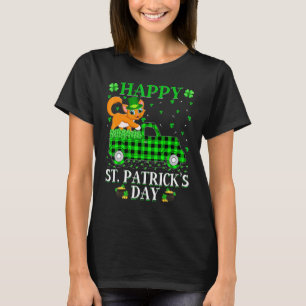 Funny Buffalo Plaid Green Truck Cat St Patrick's D T-Shirt