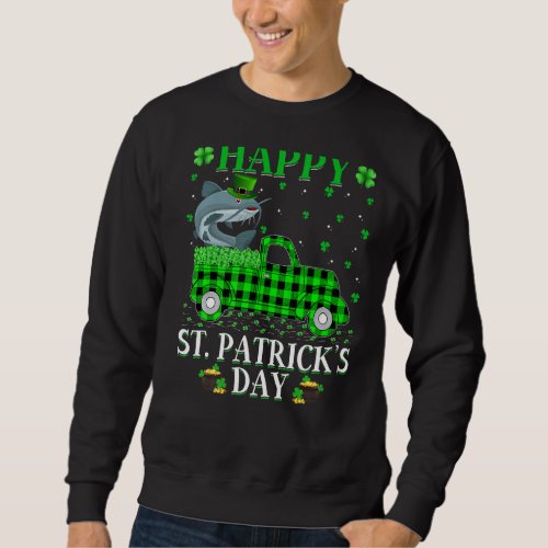 Funny Buffalo Plaid Green Truck Catfish St Patrick Sweatshirt