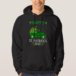 Funny Buffalo Plaid Green Truck Chameleon St Patri Hoodie