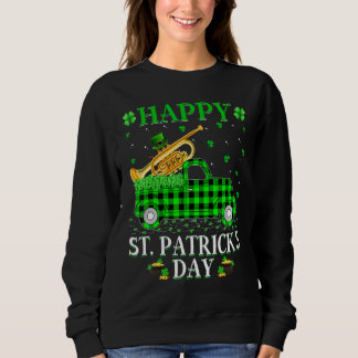 Funny Buffalo Plaid Green Truck Cornet St Patrick' Sweatshirt