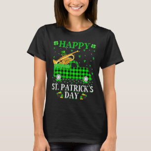 Funny Buffalo Plaid Green Truck Cornet St Patrick' T-Shirt