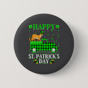 Funny Buffalo Plaid Green Truck Cougar St Patrick  Button