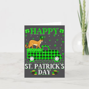 Funny Buffalo Plaid Green Truck Cougar St Patrick  Card