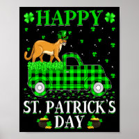 Funny Buffalo Plaid Green Truck Cougar St Patrick 