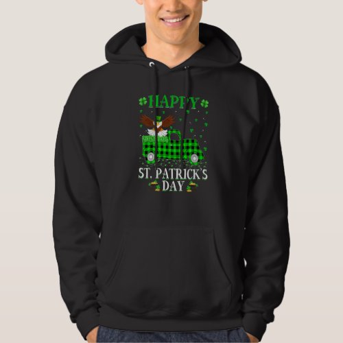 Funny Buffalo Plaid Green Truck Eagle Bird St Patr Hoodie