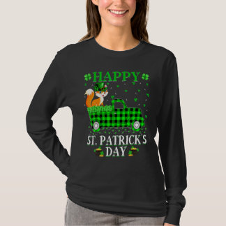 Funny Buffalo Plaid Green Truck Fox St Patrick's T-Shirt