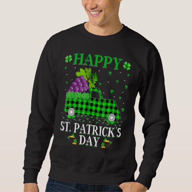 Funny Buffalo Plaid Green Truck Grapes Fruit St Pa Sweatshirt (Front)