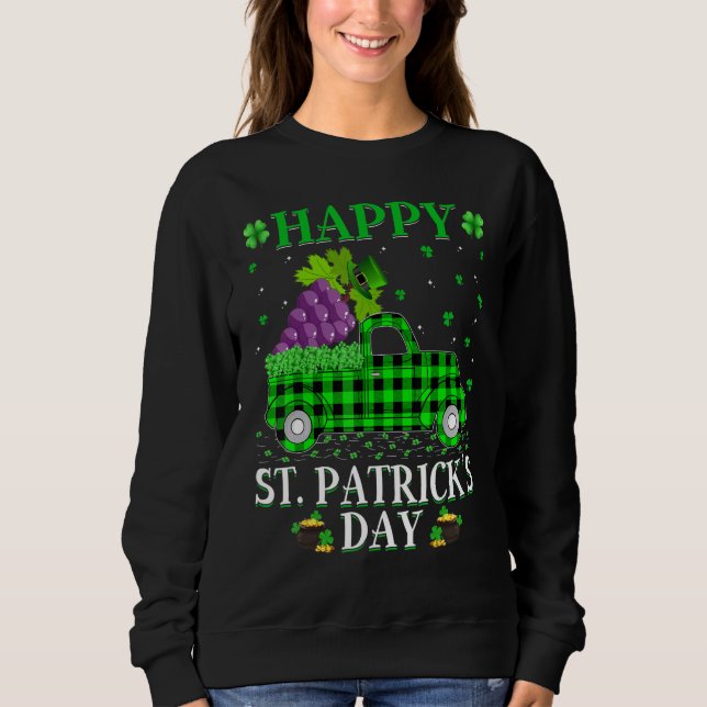 Funny Buffalo Plaid Green Truck Grapes Fruit St Pa Sweatshirt (Front)