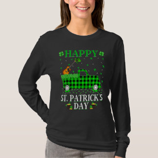 Funny Buffalo Plaid Green Truck Guitar St. Patrick T-Shirt