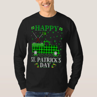 Funny Buffalo Plaid Green Truck Hockey St. Patrick T-Shirt