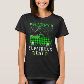 Funny Buffalo Plaid Green Truck Hockey St. Patrick T-Shirt