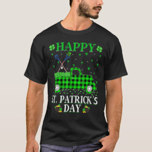 Funny Buffalo Plaid Green Truck Lacrosse St. Patri T-Shirt
