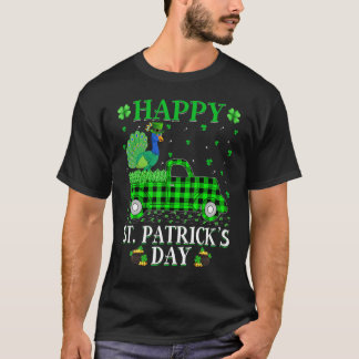 Funny Buffalo Plaid Green Truck Peacock Bird St Pa T-Shirt