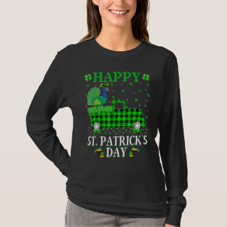 Funny Buffalo Plaid Green Truck Peacock Bird St Pa T-Shirt