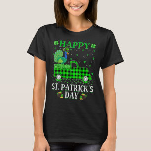 Funny Buffalo Plaid Green Truck Peacock Bird St Pa T-Shirt