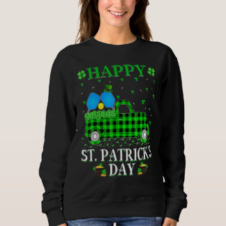Funny Buffalo Plaid Green Truck Pickleball St. Pat Sweatshirt
