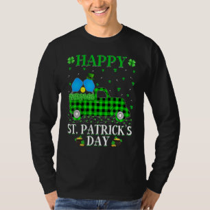 Funny Buffalo Plaid Green Truck Pickleball St. Pat T-Shirt