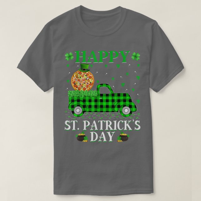 Funny Buffalo Plaid Green Truck Pizza St T-Shirt (Design Front)