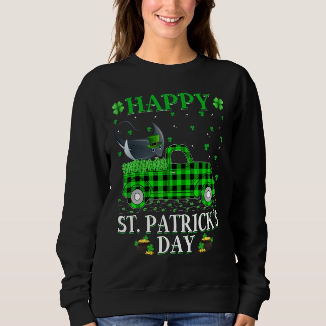 Funny Buffalo Plaid Green Truck Ray Fish St Patric Sweatshirt (Front)