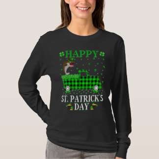 Funny Buffalo Plaid Green Truck Salmon Fish St Pat T-Shirt