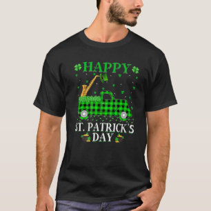 Funny Buffalo Plaid Green Truck Saxophone St. Patr T-Shirt