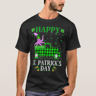Funny Buffalo Plaid Green Truck Squid St. Patrick' T-Shirt